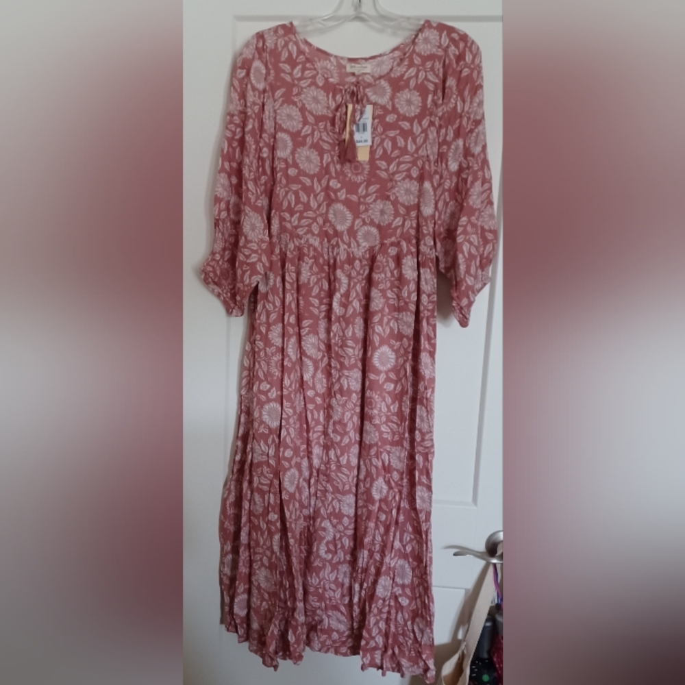"Love Your Style" Rose Floral Maxi SZ Large. Cruise Ready Cottagecore Whimsy